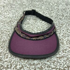 KAVU Hat Visor Strap Back Mens Medium Purple Cotton Geometric USA Outdoor Gorp